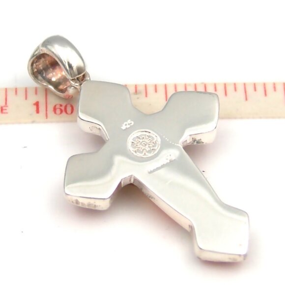 Sterling Silver Millefiori Cross Pendant Red Crystal Handmade Murano Alan K - Picture 6 of 6